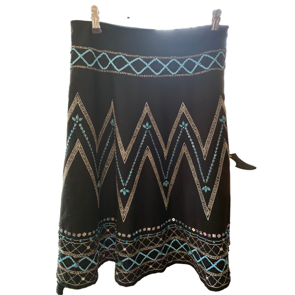 Women's Havenbleu Skirt, Lined, Black, Beaded, Size S